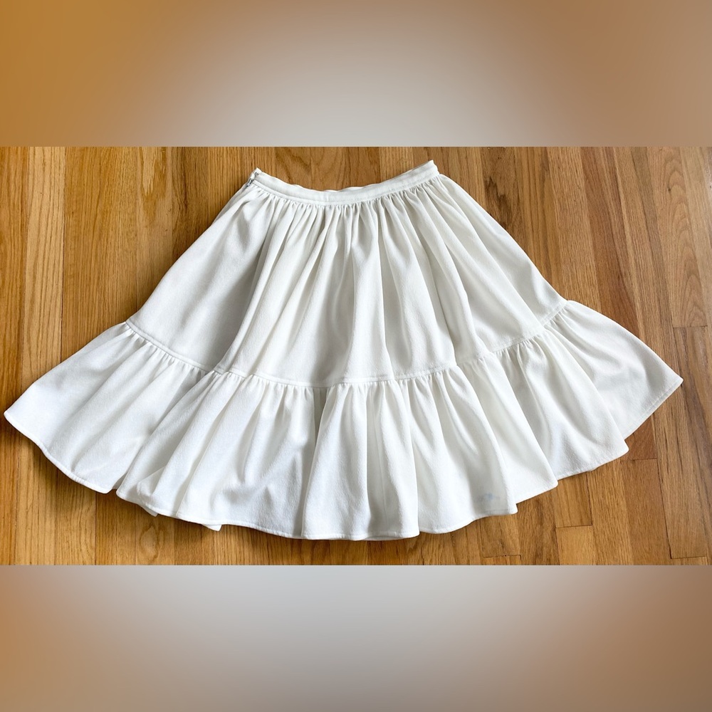 Vintage 70s Dropped Waist Circle Skirt *Small/Medium* Ruffled Knit Midi Skirt